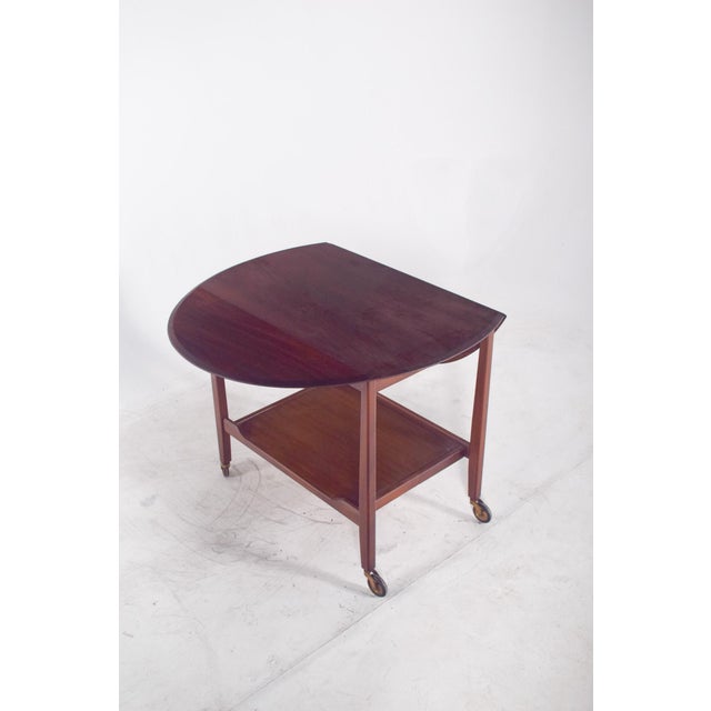 Brown Mid-Century Modern Danish Tea Trolley with Flaps, 1960 For Sale - Image 8 of 12