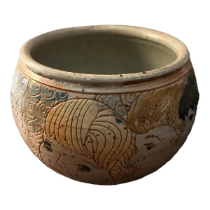 1970s Willam C. Alexander Terra Sigillata Studio Pottery Bowl With Images of Children, Signed