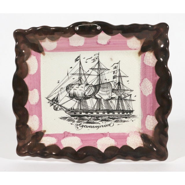 Decorative English Luster Maritime Pottery Plaque-Titled "Agamemnon" For Sale In Philadelphia - Image 6 of 7