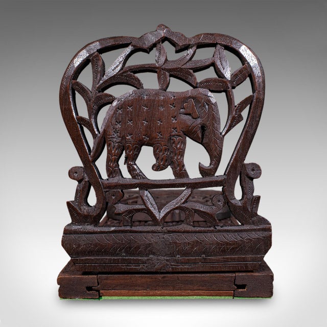 1930s Vintage Elephant Motif Book Slide, Anglo-Indian, Teak, Library Stand, Art Deco For Sale - Image 5 of 10