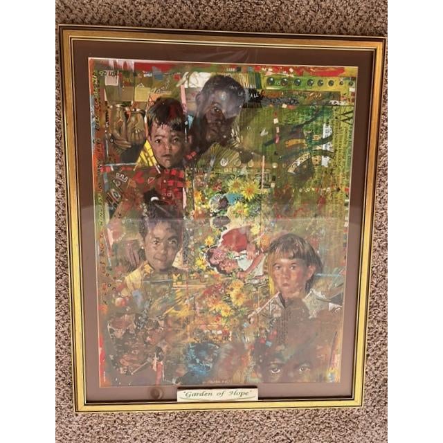 Late 20th Century "Garden of Hope" Mixed-Media Painting by Charly Palmer, Framed For Sale - Image 4 of 4