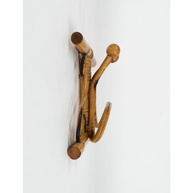 Brown Mid-Century Bamboo and Rattan Coat Rack in the style of Olaf von Bohr, Italy, 1960s For Sale - Image 8 of 9