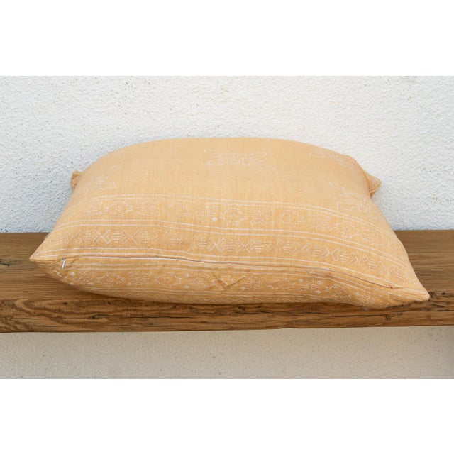 Coastal Large 24" Sunburst Yellow Jaipur Blockprint Linen Pillow Cover For Sale - Image 3 of 7