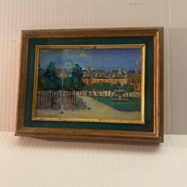 Green A 20th-Century French Oil Painting With Inscribed Text and Monogram. For Sale - Image 8 of 12