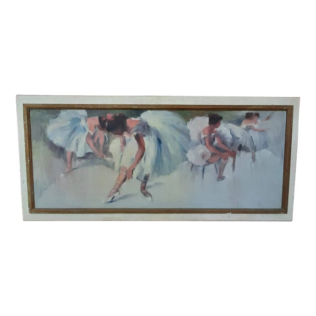 Ballerina Dancers Degas Style Mid Century Oil Painting Original For Sale