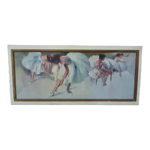 Ballerina Dancers Degas Style Mid Century Oil Painting Original