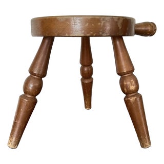 Vintage Mid 20th Century Wood Tri-Leg Milking Stool For Sale