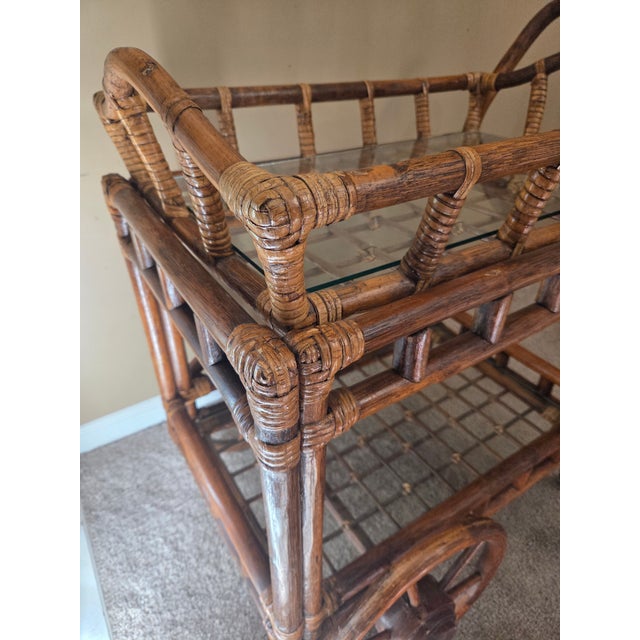 Bamboo Bar Cart Tea Cart Removable Top For Sale - Image 4 of 10