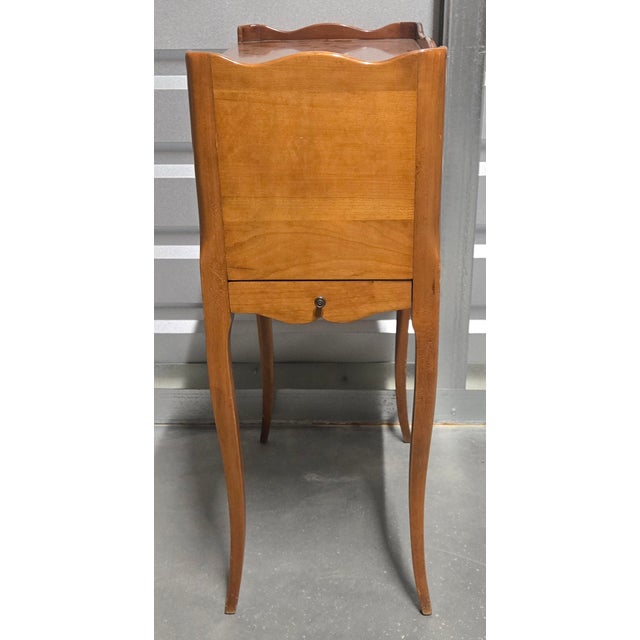 Late 19th Century French Tambour Nightstand Louis XV Style Bedside Table For Sale - Image 4 of 8