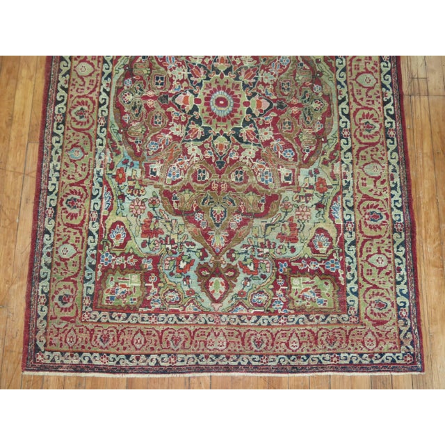 19th Century Zabihi Collection Botanical Celadon Green Kerman Rug - 3'10" x 5'9" For Sale In New York - Image 6 of 6