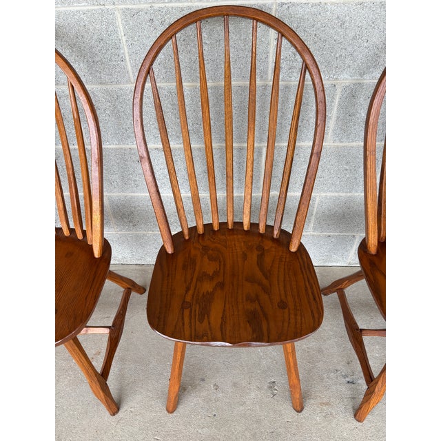 Hunt Country Furniture Hoop Back Oak Dining Side Chairs - Set of 4 For Sale - Image 4 of 12