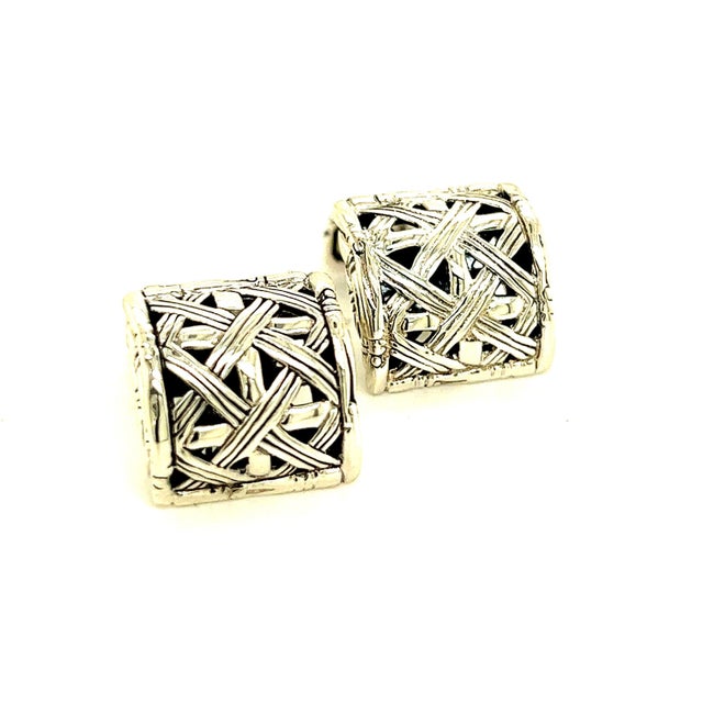 1990s Pair of John Hardy Estate Cufflinks Sterling Silver For Sale In New York - Image 6 of 7