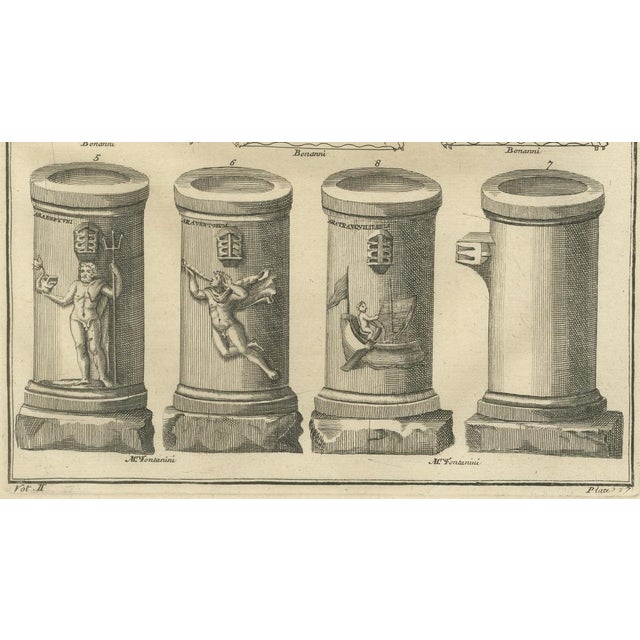 Paper Bernard de Montfaucon, Classical Roman Altars & Antiquities, 1721, Engraving For Sale - Image 7 of 9