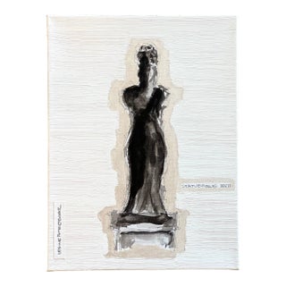 Leslie Poteet Busker "Statuesque XVII ” Contemporary Black and White Abstract Oil Painting For Sale
