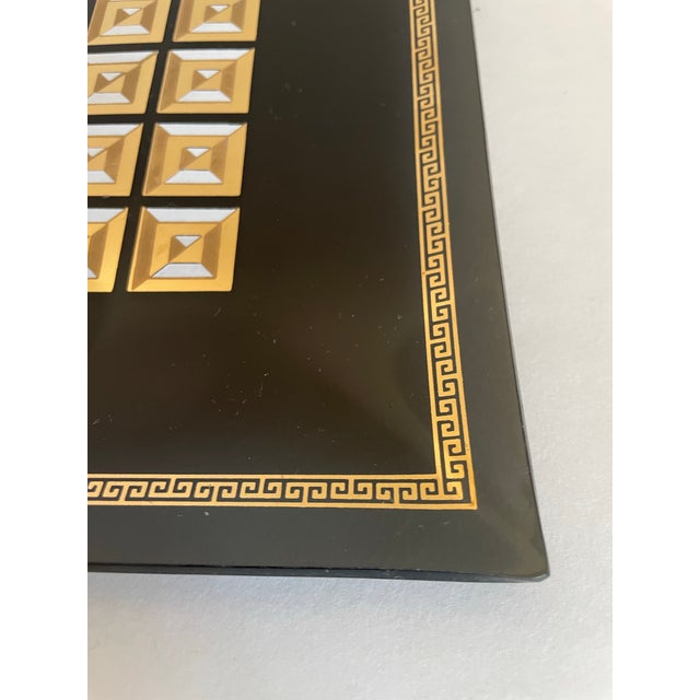 Art Deco Smoky Glass and Gold Geometric Glass Tray Trinket Dish For Sale In Los Angeles - Image 6 of 7