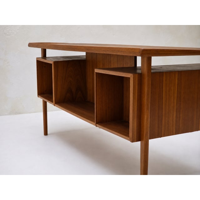 Wood Danish Writing Desk in Teak by Peter Løvig Nielsen for Løvig, 1960s For Sale - Image 7 of 14