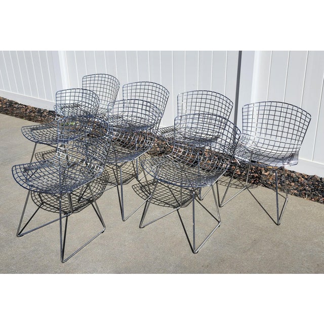 Mid-Century Modern Vintage Set of 8 Attributed to Harry Bertoia for Knoll Side Chairs. For Sale - Image 3 of 10