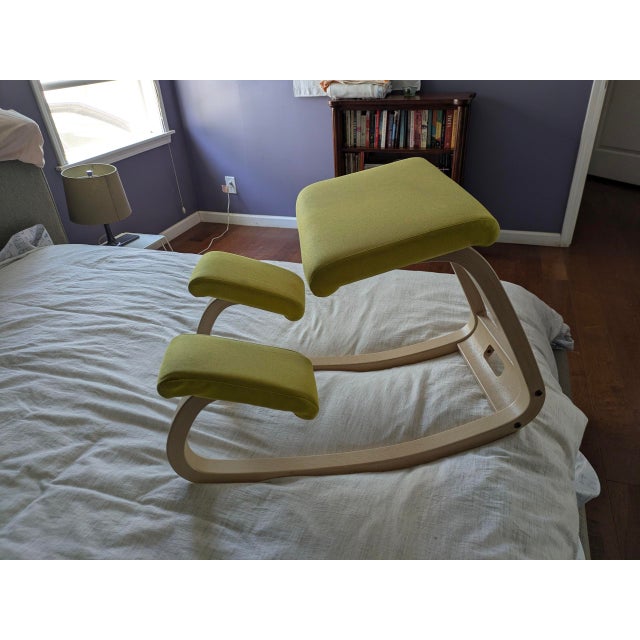 Mid-Century Modern Varier Kneeling Chair in Natural Ash With Original Yellow Upholstery For Sale - Image 3 of 6