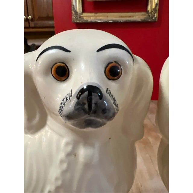 Ceramic Pair of Vintage Decorated Staffordshire Dogs, Circa 1930's For Sale - Image 7 of 15