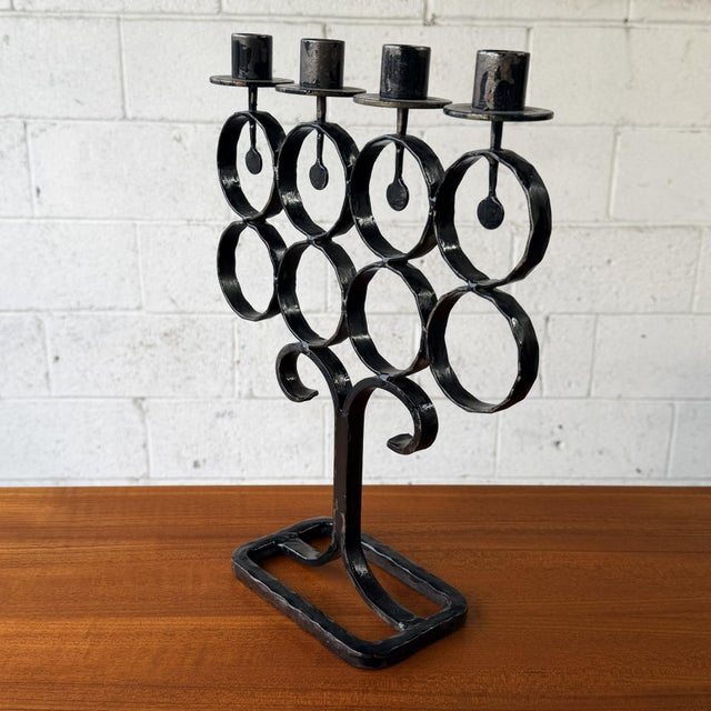 Mid-Century Modern Vintage Bertil Vallien for Boda Smide Cast Iron Candelabra Candle Holder, Sweden 1960s For Sale - Image 3 of 8