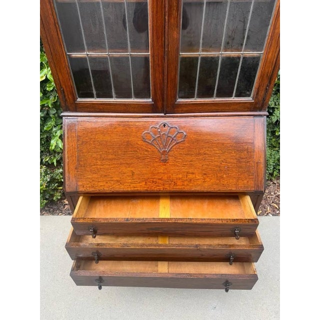Vintage Uk Imported Edwardian Style Bureau Bookcase/Secretary Desk For Sale - Image 15 of 18