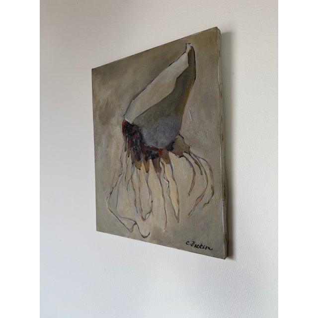 1970s C. Jackson Expressionist Abstract Oil on Canvas Painting – Signed, Unframed For Sale - Image 4 of 12