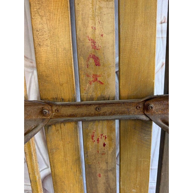 Antique American Wooden Sled With Original Red Graphics For Sale - Image 14 of 18