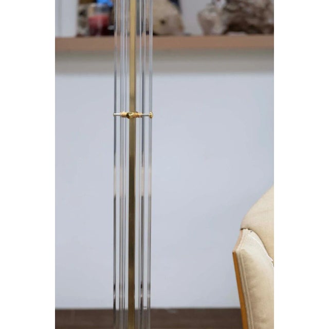 Italian Gilded Brass and Lucite Acrylic Torchiere Uplight Floor Lamp