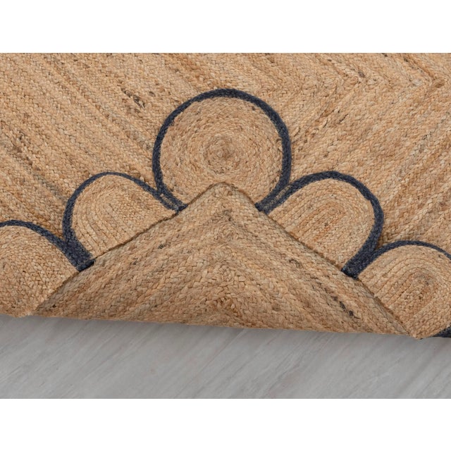 Black Scallop Edge Jute Rug 4x6 Ft. For Sale - Image 11 of 13