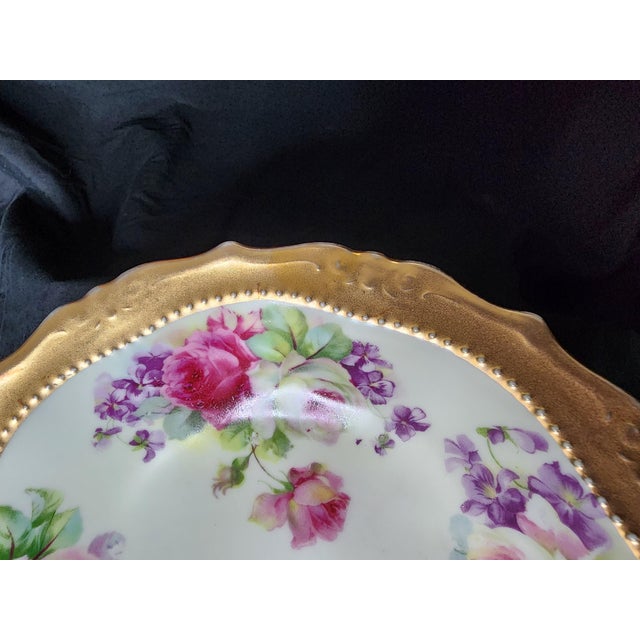 1900s Johann Seltmann Vohenstraub German Floral Serving Bowl With 4 Pedestal Feet For Sale In West Palm - Image 6 of 8