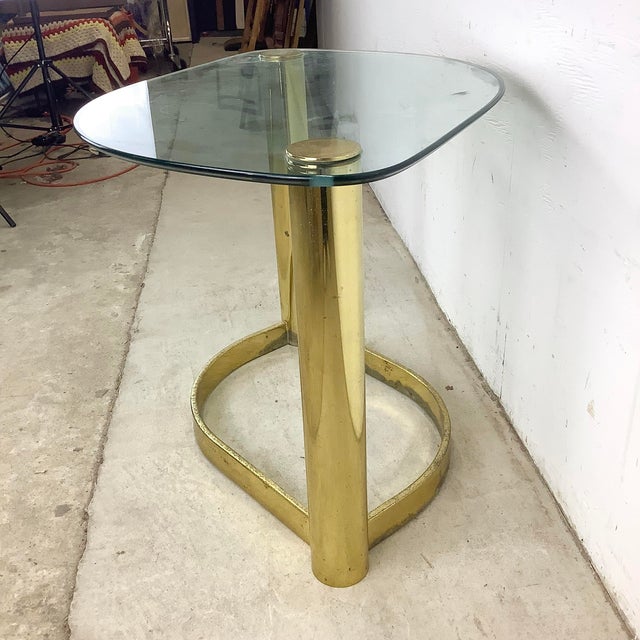 Hollywood Regency Glass Top Side Table For Sale - Image 9 of 12