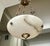 Alabaster pendant light or chandelier with aged patinated brass fittings in the Directoire style. Newly wired for US,...