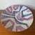 Vintage studio pottery in blues and purples with iridescent ceramic glaze. Abstract Chinese signature on back.