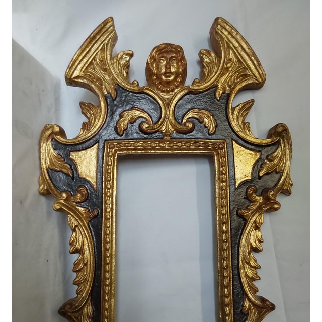 Vintage Hollywood Regency Italian Carved Mirror, Picture Frame For Sale - Image 4 of 10