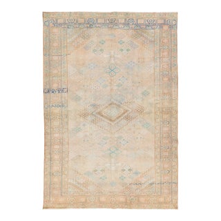 Geometric 1930s Handmade Josheghan Persian Wool Rug in Beige For Sale