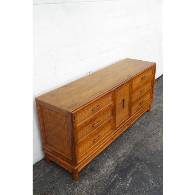 American of Martinsville Hollywood Regency Bamboo Long Sideboard Dresser 6121 For Sale - Image 9 of 16
