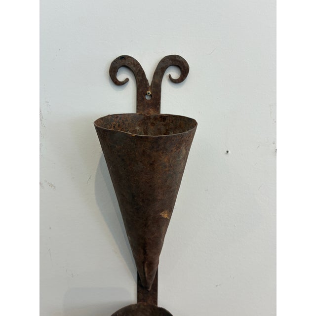 Metal Vintage Metal Wall Hung Decorative Plant Holder For Sale - Image 7 of 8