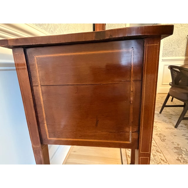 Antique English Regency Style Mahogany Sideboard / Server With Inlay & Brass Hardware For Sale - Image 4 of 7