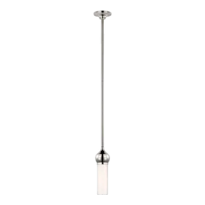 Thomas O'Brien for Visual Comfort Signature Jeffery Mini Pendant in Polished Nickel with White Glass