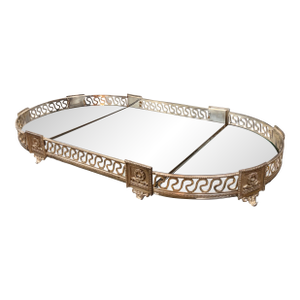 Castilian Silver Plate Mirrored Three Piece Centerpiece Display, Vintage
