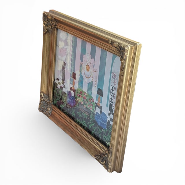 Paper Original Fauvist Greenbrier Resort Hotel "Lobby Lounge" Dorothy Draper Interior Art For Sale - Image 7 of 8