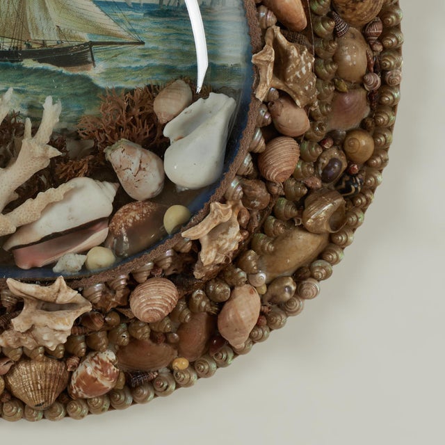 Shell Antique Sailors Valentine With Schooner For Sale - Image 7 of 9