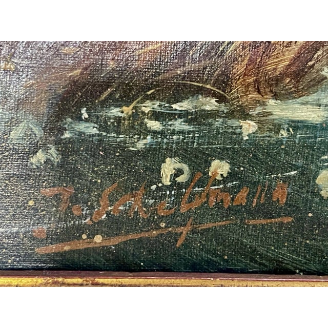 19th C. Dutch School Windmill Painting in Ornate Gilt Frame, Signed For Sale - Image 12 of 12