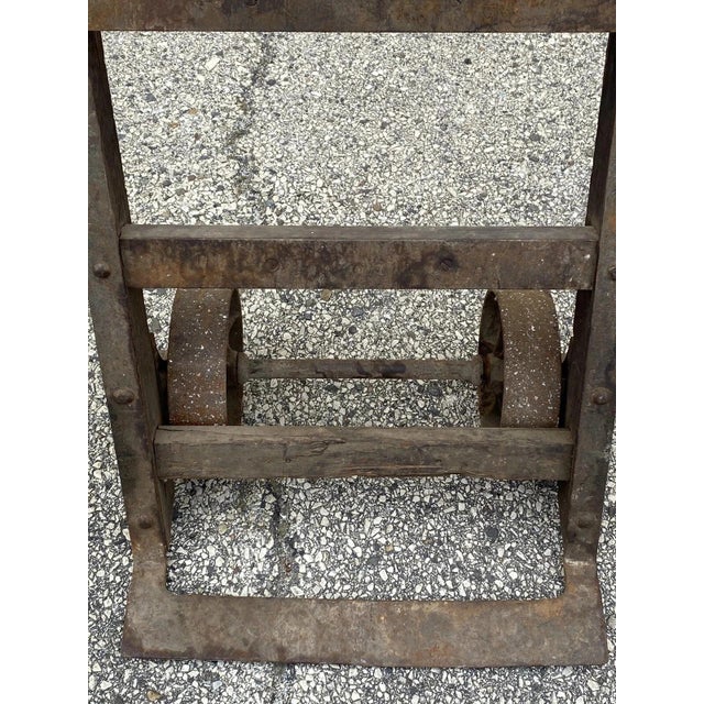 Early 20th Century Antique Industrial Vintage Oak Wood and Steel Metal Factory Hand Truck For Sale - Image 5 of 12