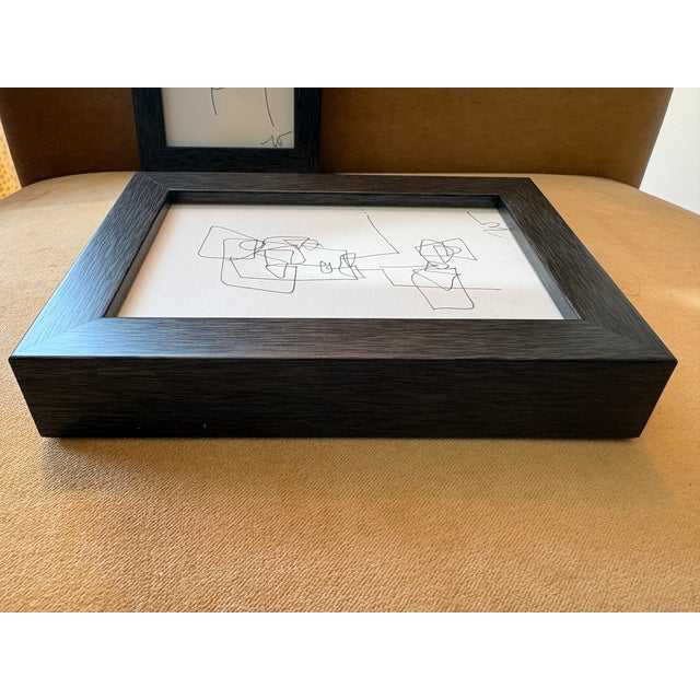 Wood 2025 Wellon Bridgers Abstract Ink Drawings, a Pair For Sale - Image 7 of 9