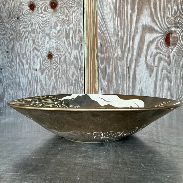 Vintage Boho Hand Painted Nude Ceramic Bowl For Sale In West Palm - Image 6 of 7