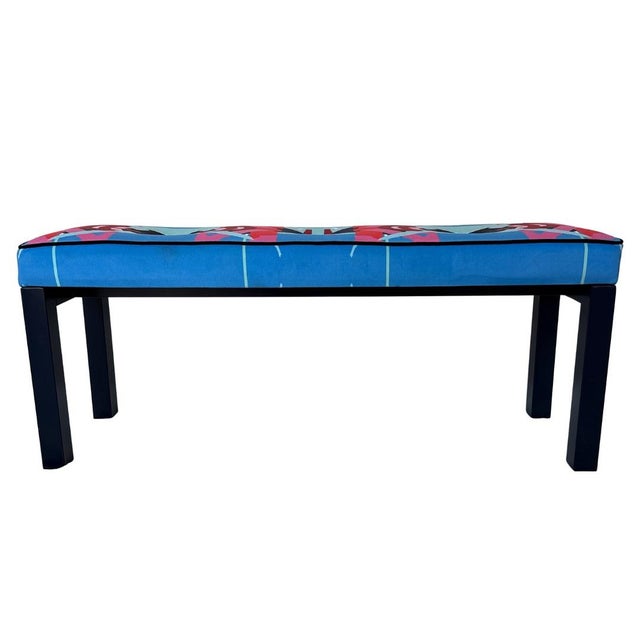 Art Deco Performance Velvet Bench For Sale - Image 3 of 5
