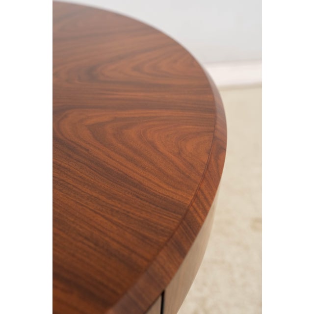 Brown Jonathan Charles 2 Tier 2 Drawer Art Deco Satin Round Side Table For Sale - Image 8 of 17