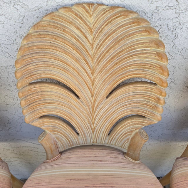 Wood Vintage Venetian Grotto Style Carved Wood Palm Leaf Dining Chairs Set of 4 For Sale - Image 7 of 18