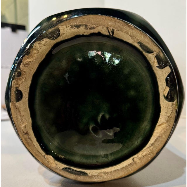 Impressive Statement! Antique Art Deco Faience Majolica Vase Decorated With Sculpted Delicate Flowers For Sale - Image 16 of 16